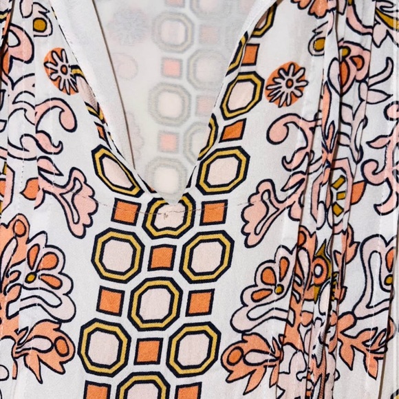 Tory Burch Silk Dress Geometric Floral Long Sleeve Dress - Picture 7 of 11